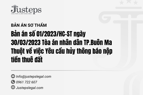 Bản án số 01/2023/HC-ST ngày 30/03/2023 Tòa án nhân dân TP.Buôn Ma Thuột về việc Yêu cầu hủy thông báo nộp tiền thuê đất