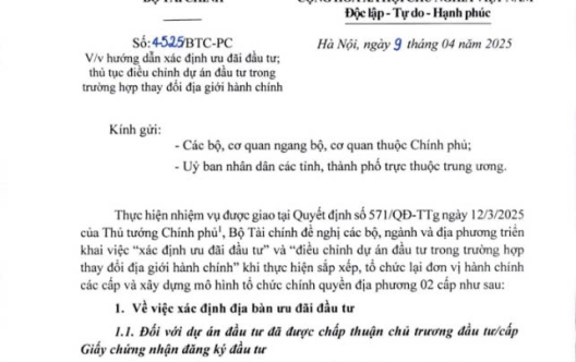 Công văn hướng dẫn xác định ưu đãi đầu tư khi thay đổi địa giới hành chính