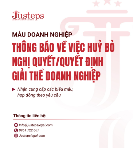 Mẫu 31. Thông báo về việc huỷ bỏ Nghị quyết/Quyết định giải thể doanh nghiệp