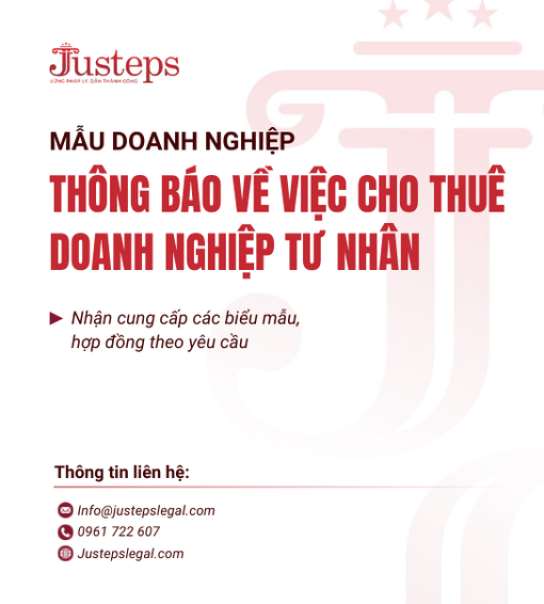 Mẫu 16. Thông báo về việc cho thuê doanh nghiệp tư nhân