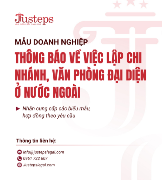 Mẫu 18. Thông báo về việc lập chi nhánh/văn phòng đại diện ở nước ngoài